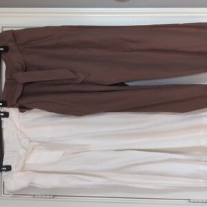 Consigned Loft Paperbag Waist Linen Pants - 2 pair (cream and coffee)